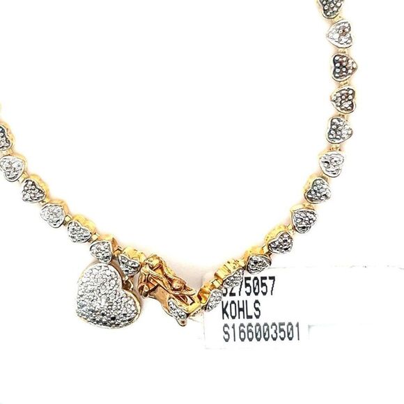 Gold Over Silver Diamond Accent Heart Bracelet (NWT) - Picture 4 of 6